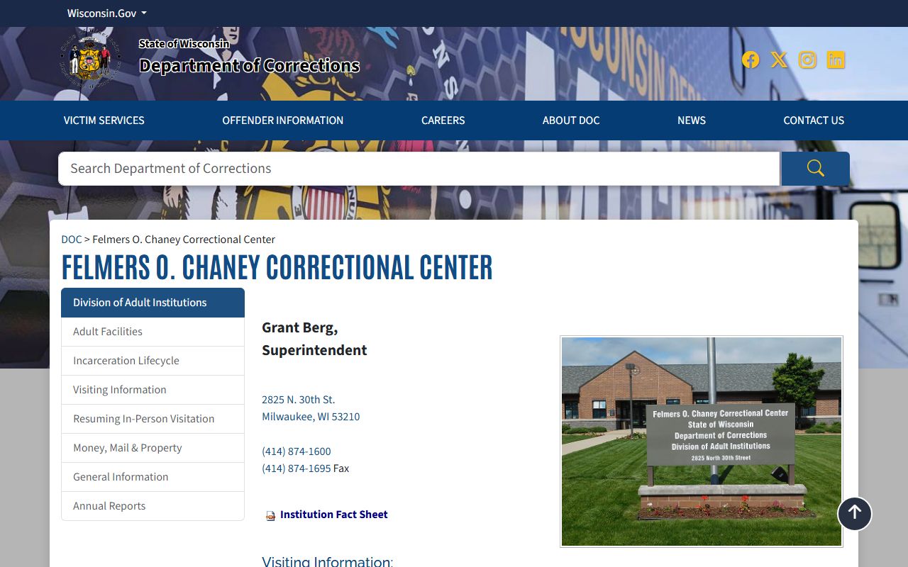 Felmers O. Chaney Correctional Center DOC inmate lookup and facility information