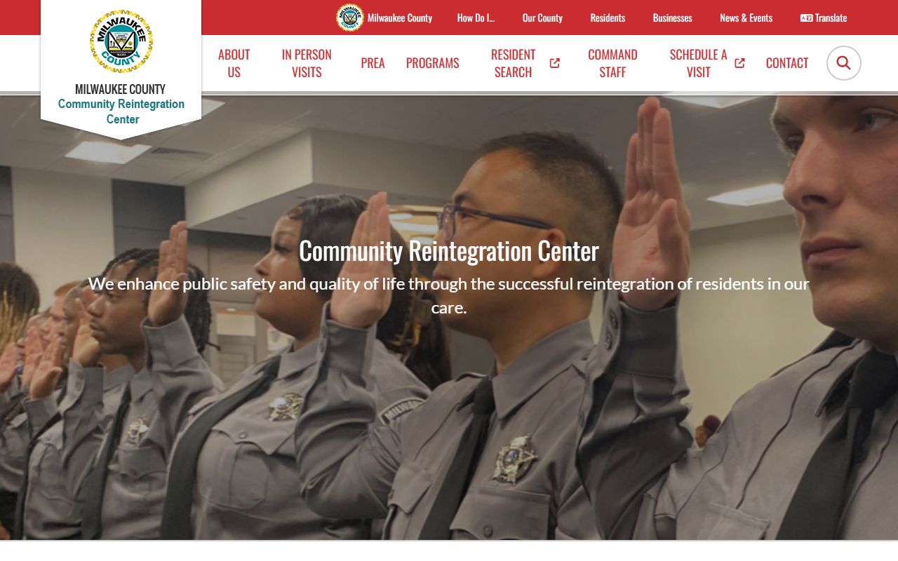 Milwaukee County Community Reintegration Center inmate custody and resident services page