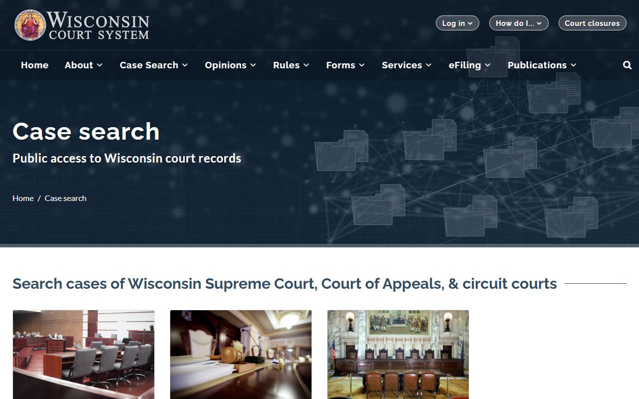 Milwaukee County court records after arrest Wisconsin case search landing page