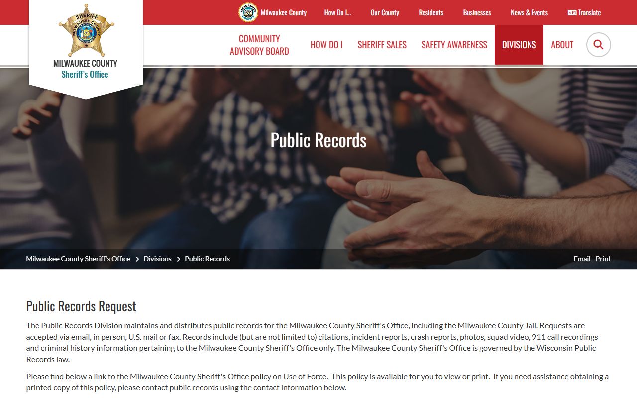 Milwaukee County jail mugshots public records request fee schedule